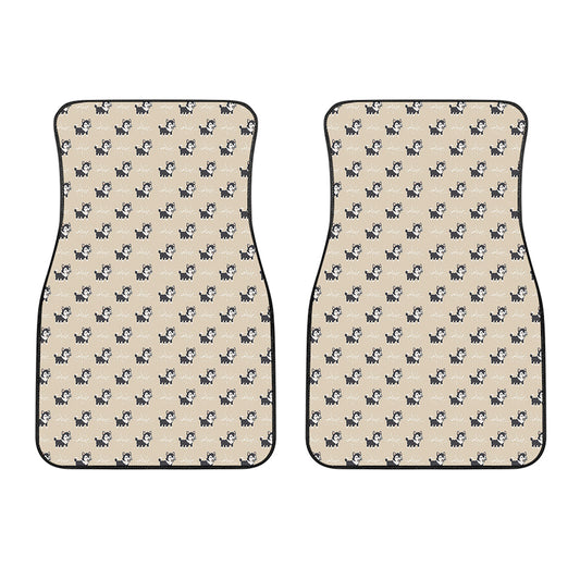 Cute Siberian Husky Pattern Print Front Car Floor Mats