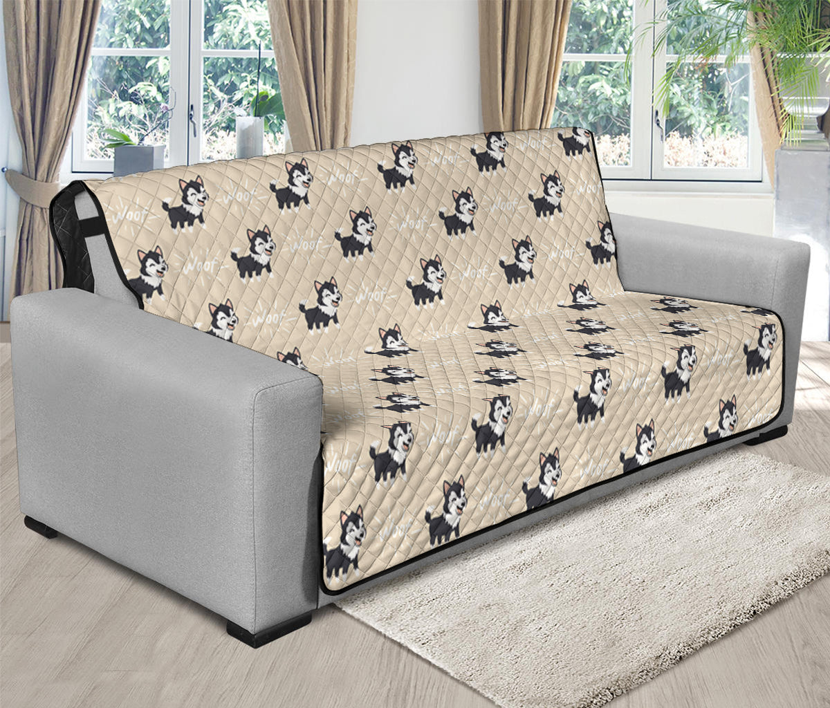 Cute Siberian Husky Pattern Print Futon Protector