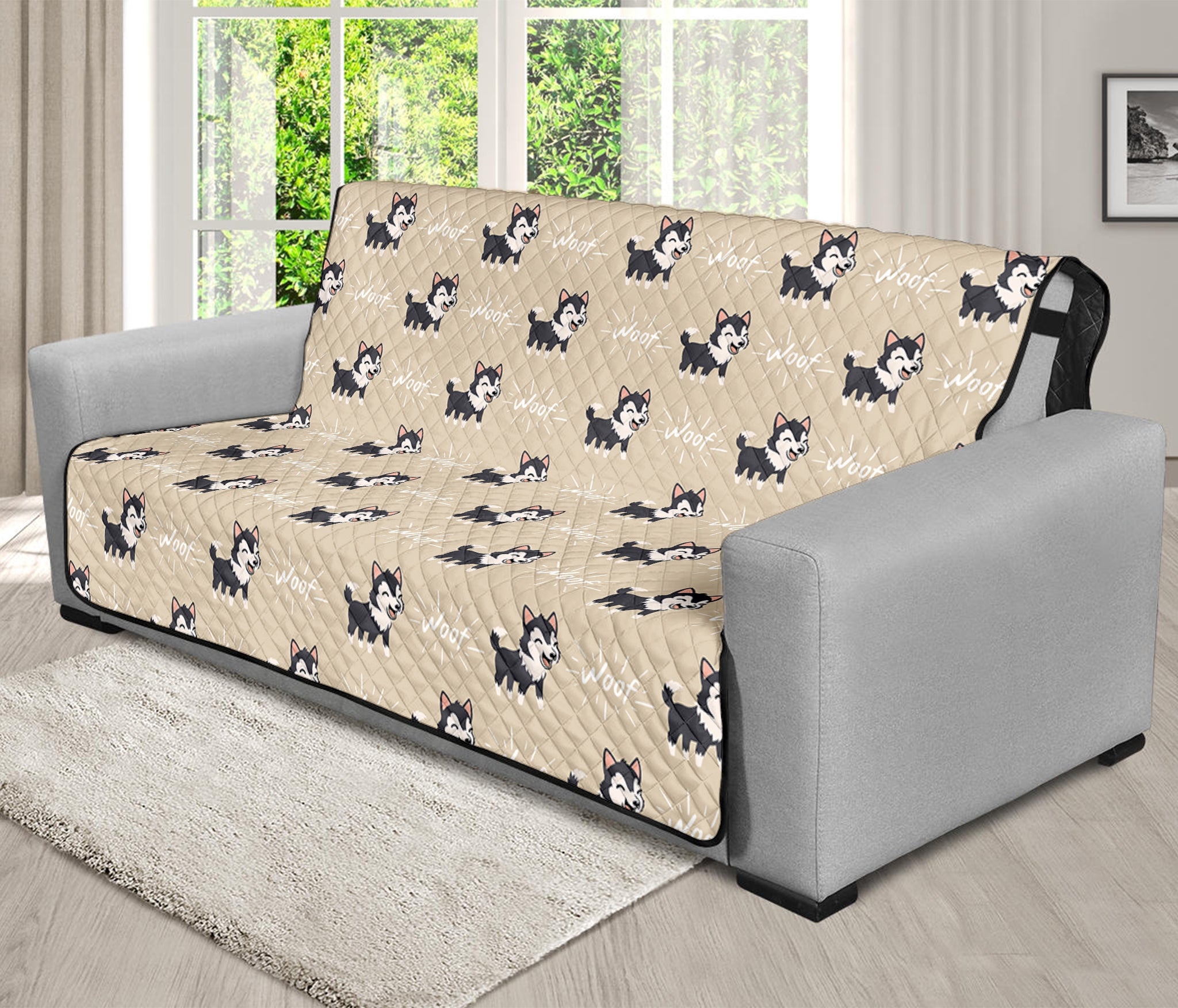 Cute Siberian Husky Pattern Print Futon Protector