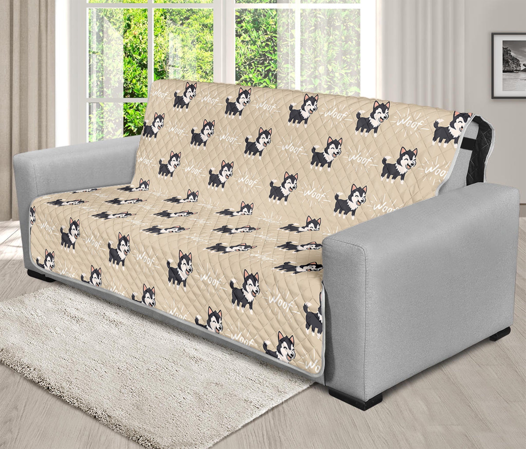 Cute Siberian Husky Pattern Print Futon Protector