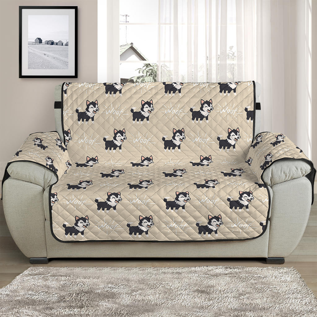 Cute Siberian Husky Pattern Print Half Sofa Protector