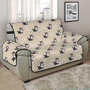 Cute Siberian Husky Pattern Print Half Sofa Protector