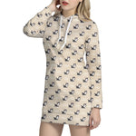 Cute Siberian Husky Pattern Print Hoodie Dress
