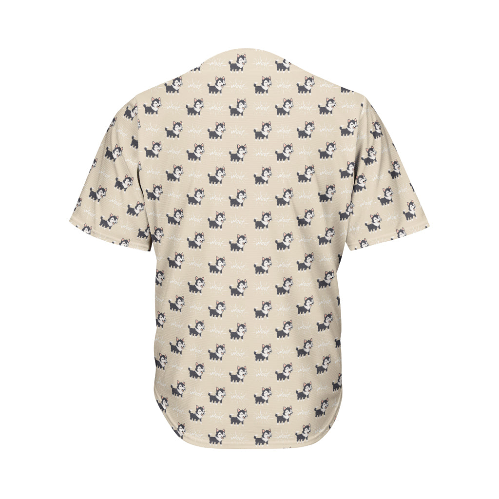 Cute Siberian Husky Pattern Print Men's Baseball Jersey