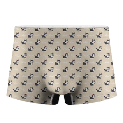 Cute Siberian Husky Pattern Print Men's Boxer Briefs