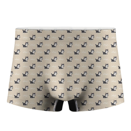Cute Siberian Husky Pattern Print Men's Boxer Briefs