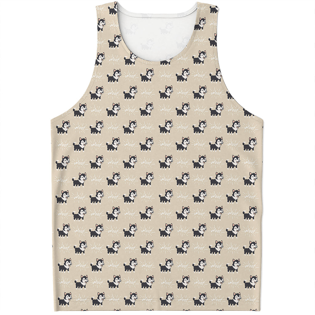 Cute Siberian Husky Pattern Print Men's Tank Top