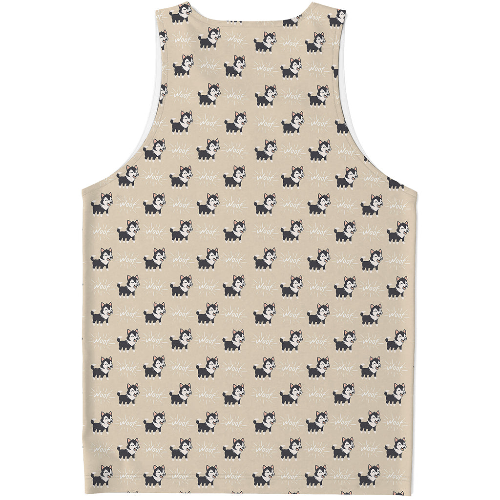 Cute Siberian Husky Pattern Print Men's Tank Top