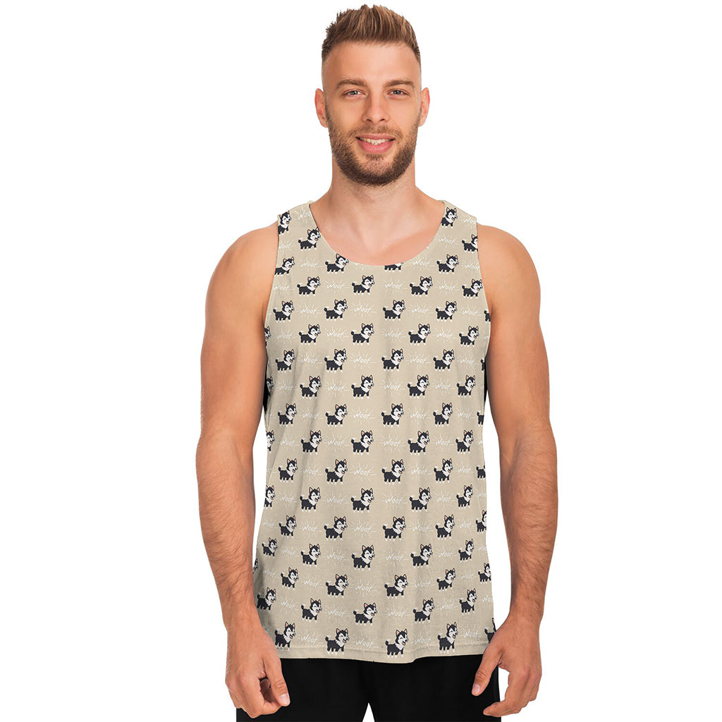 Cute Siberian Husky Pattern Print Men's Tank Top