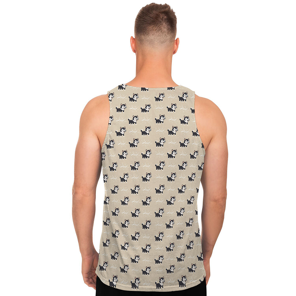 Cute Siberian Husky Pattern Print Men's Tank Top