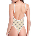 Cute Siberian Husky Pattern Print One Piece High Cut Swimsuit
