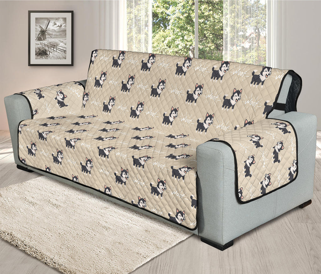 Cute Siberian Husky Pattern Print Oversized Sofa Protector