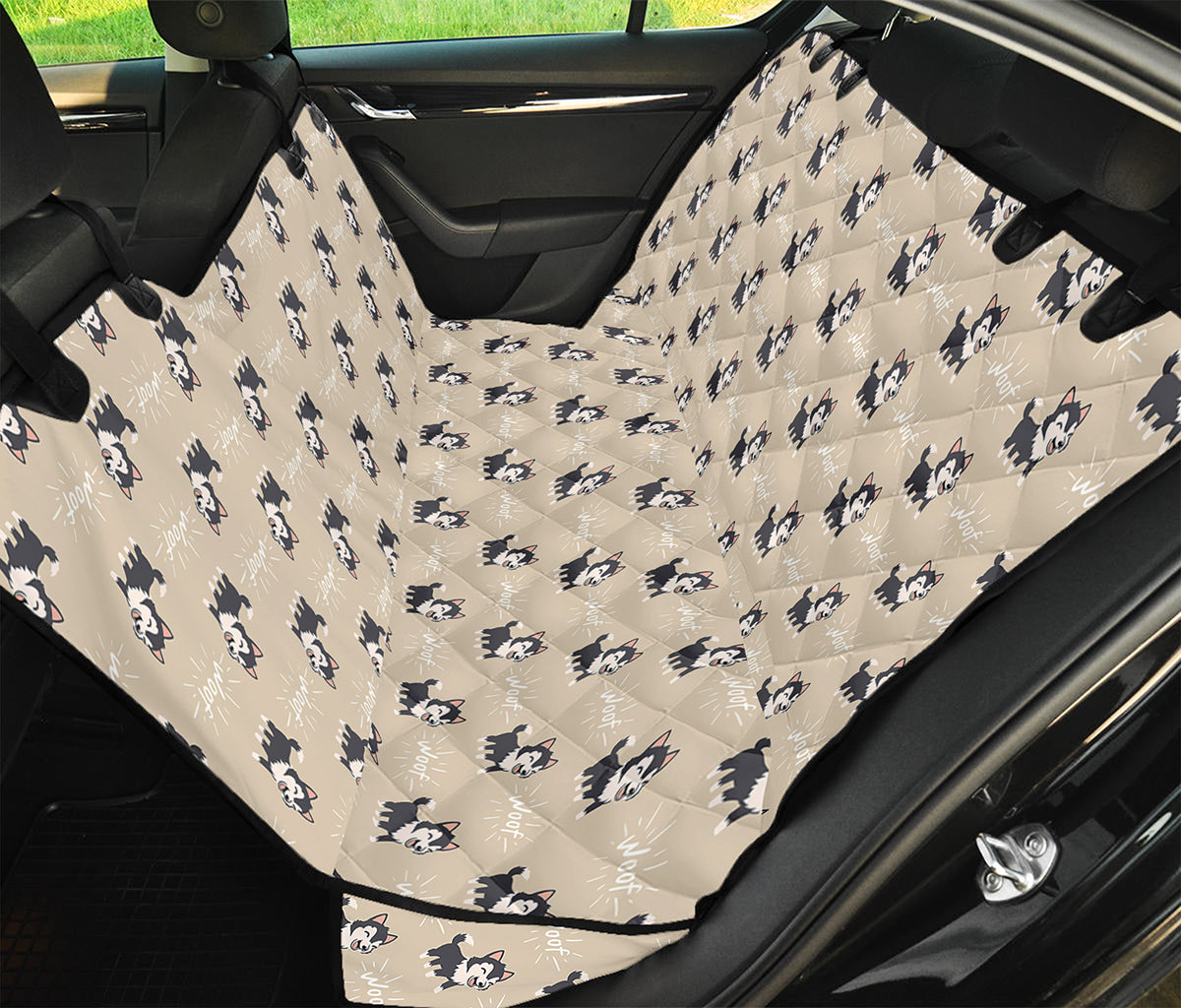 Cute Siberian Husky Pattern Print Pet Car Back Seat Cover