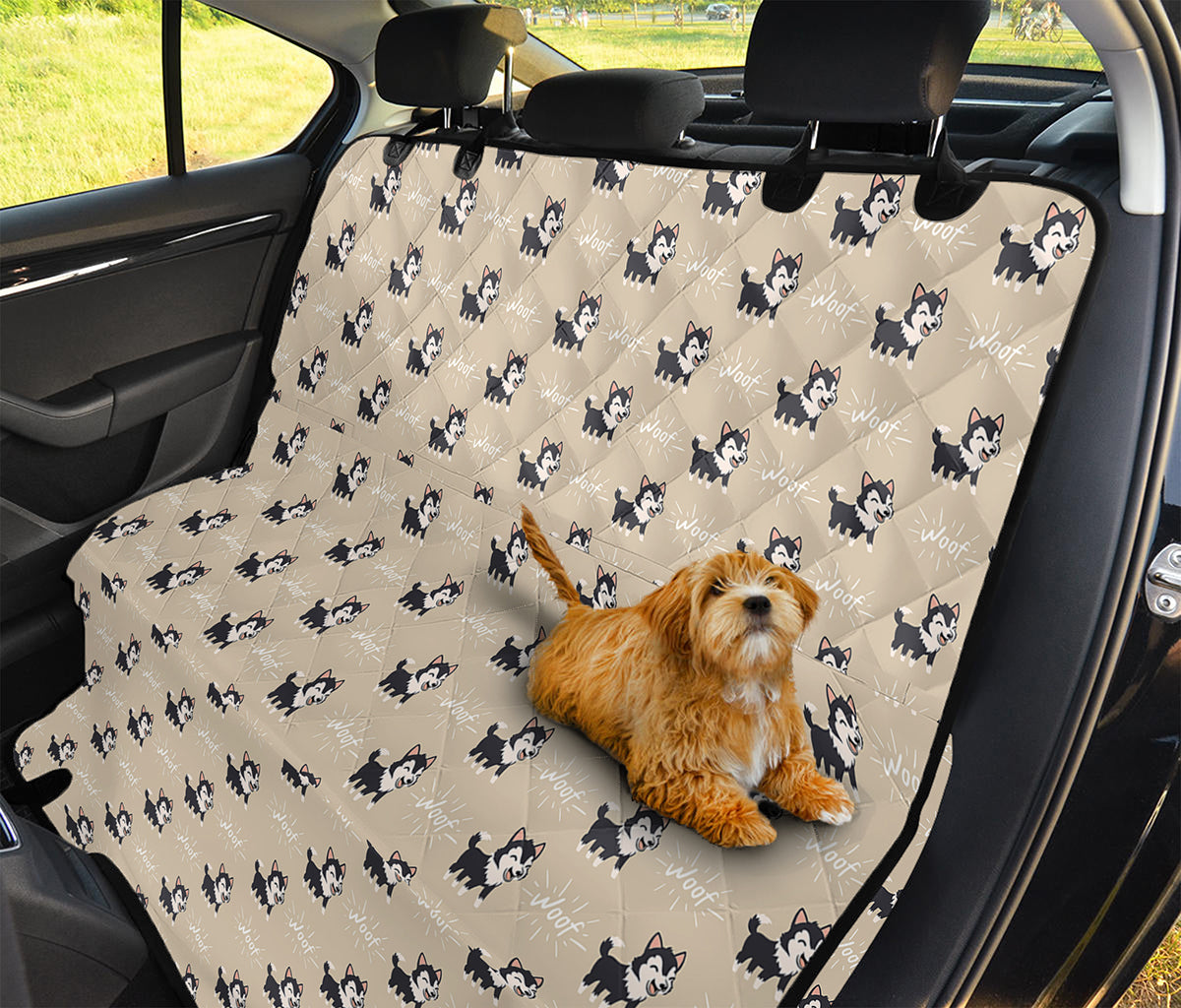 Cute Siberian Husky Pattern Print Pet Car Back Seat Cover