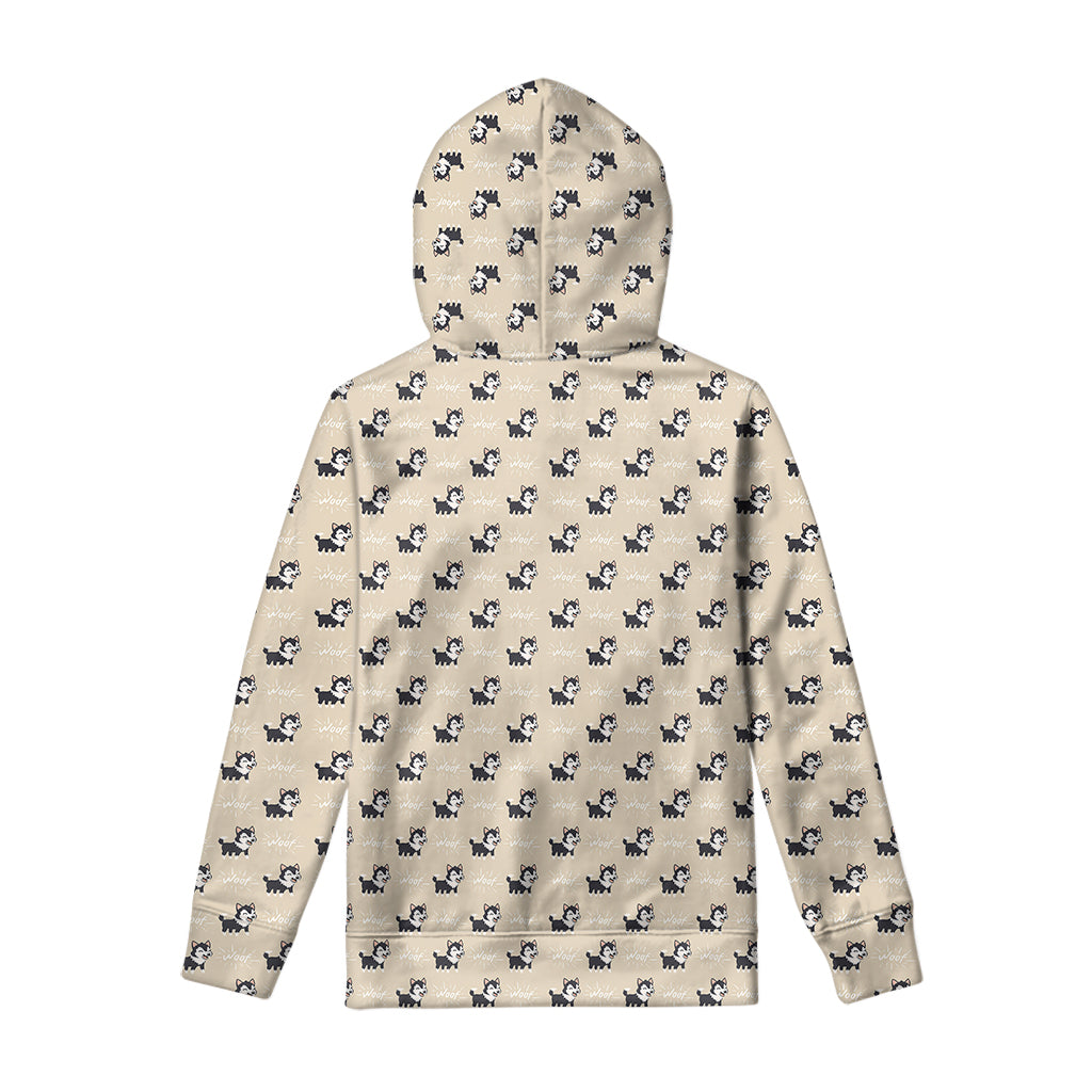 Cute Siberian Husky Pattern Print Pullover Hoodie