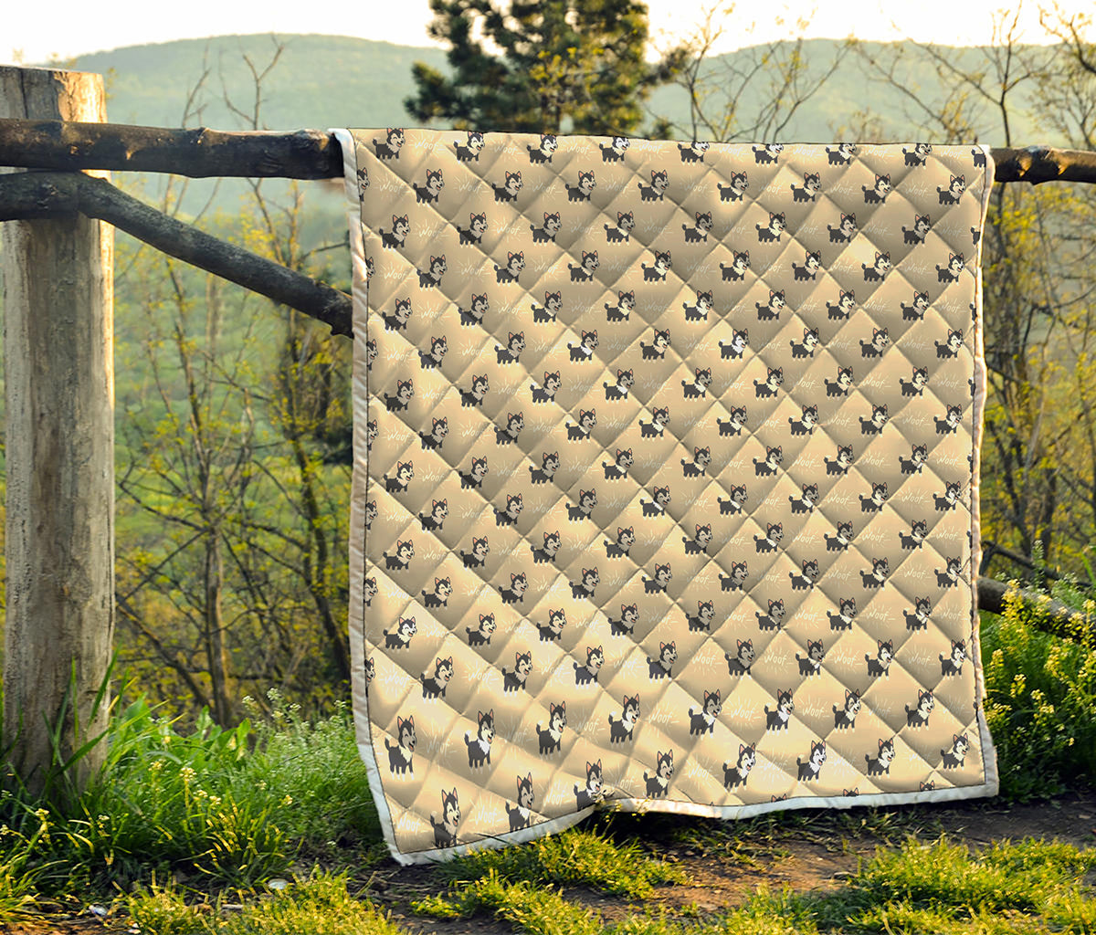 Cute Siberian Husky Pattern Print Quilt