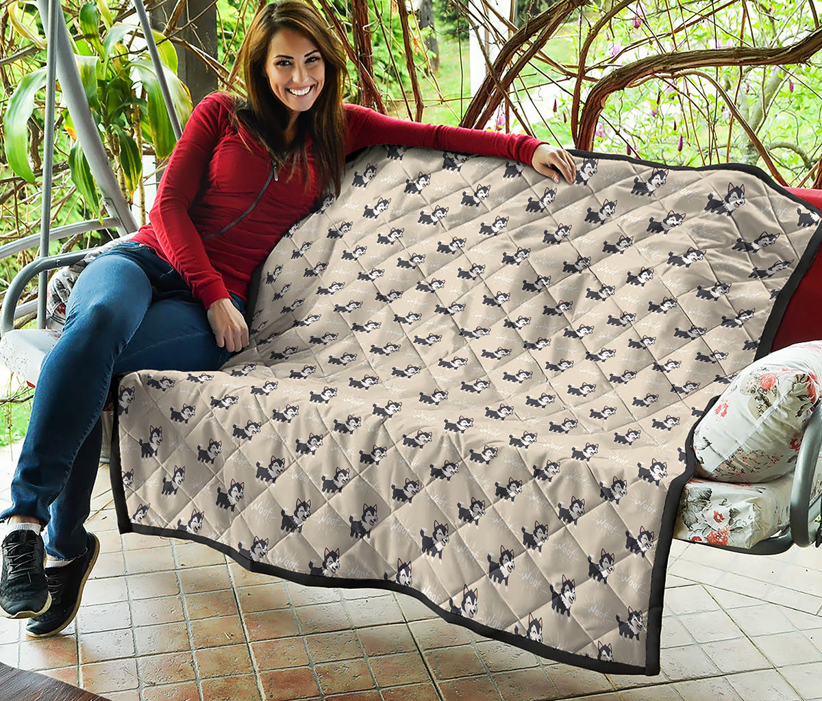 Cute Siberian Husky Pattern Print Quilt