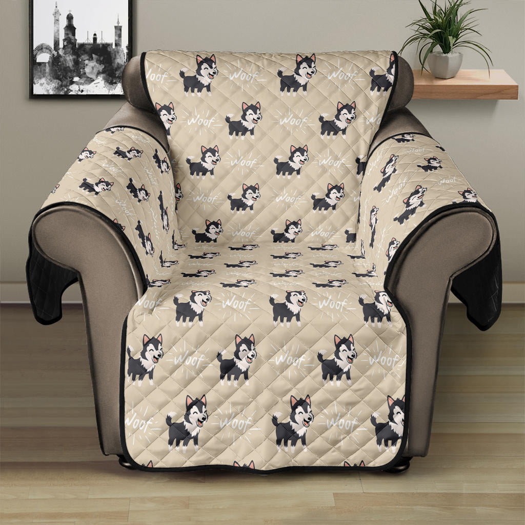 Cute Siberian Husky Pattern Print Recliner Protector