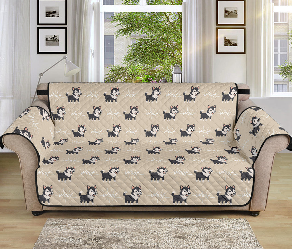 Cute Siberian Husky Pattern Print Sofa Protector