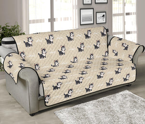 Cute Siberian Husky Pattern Print Sofa Protector