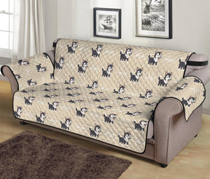 Cute Siberian Husky Pattern Print Sofa Protector