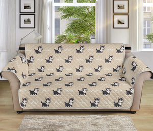 Cute Siberian Husky Pattern Print Sofa Protector