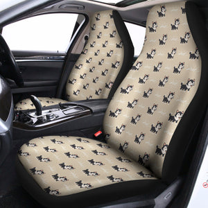 Cute Siberian Husky Pattern Print Universal Fit Car Seat Covers