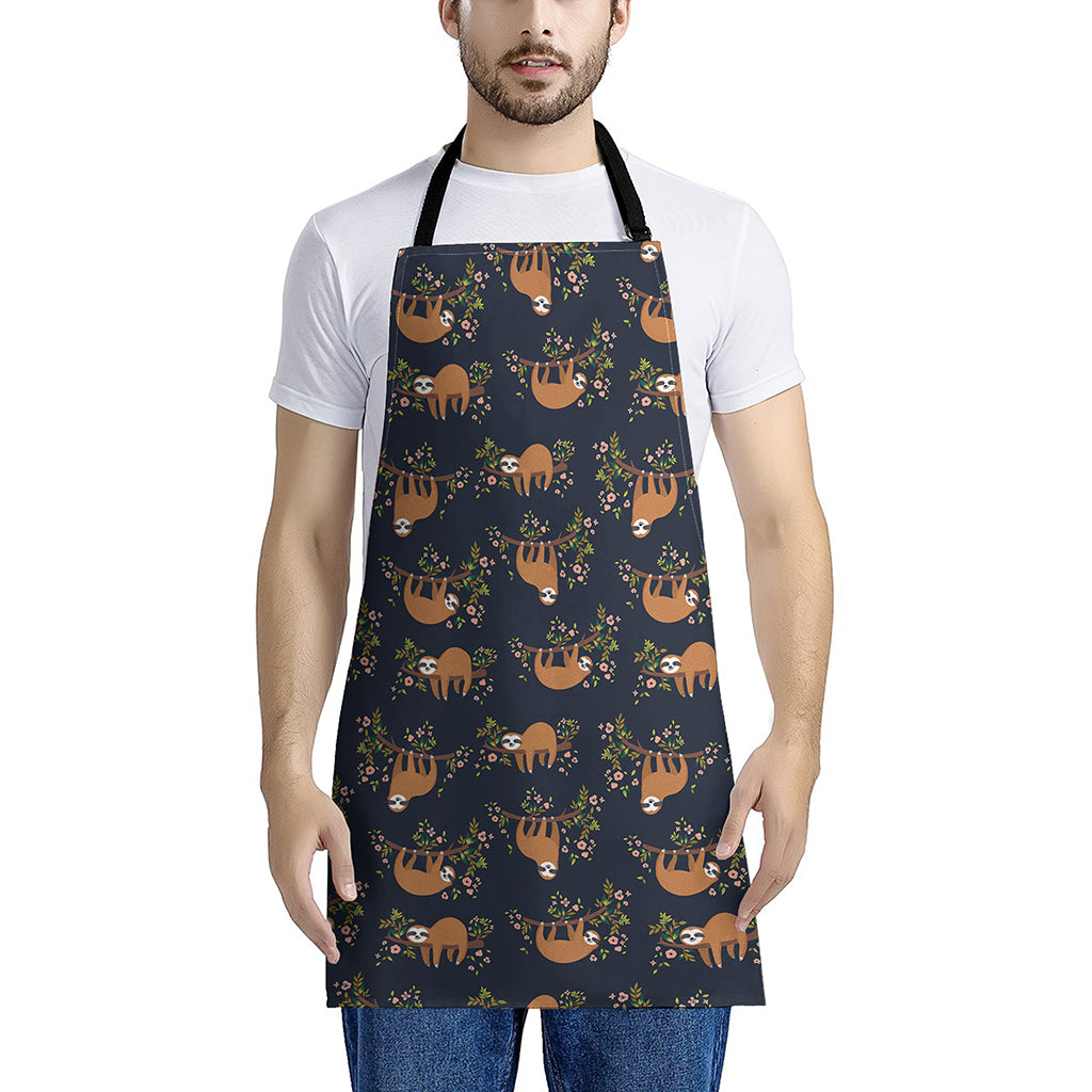 Cute Sloth Pattern Print Apron