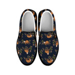 Cute Sloth Pattern Print Black Slip On Shoes