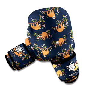 Cute Sloth Pattern Print Boxing Gloves