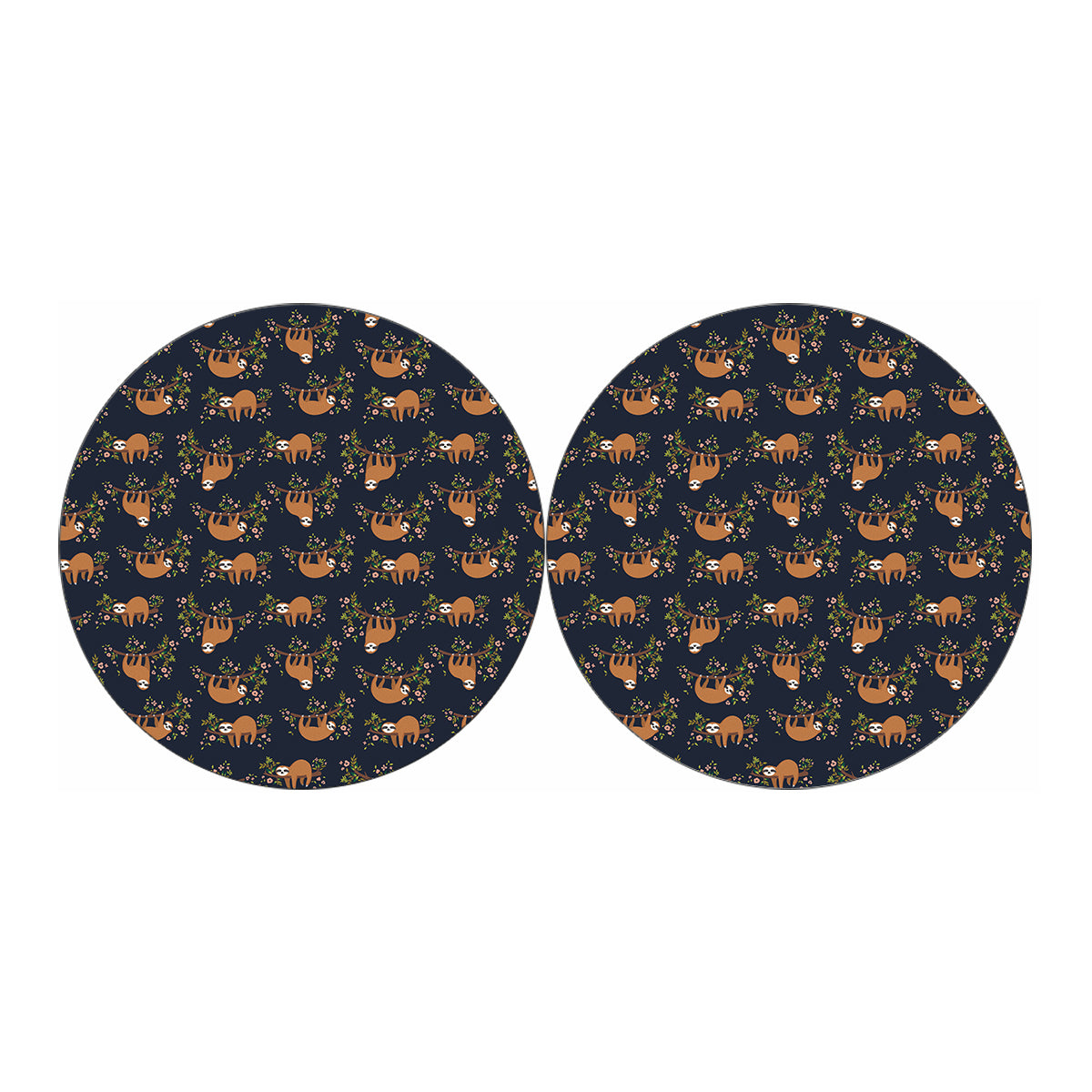 Cute Sloth Pattern Print Car Coasters