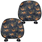 Cute Sloth Pattern Print Car Headrest Covers