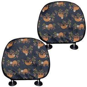 Cute Sloth Pattern Print Car Headrest Covers