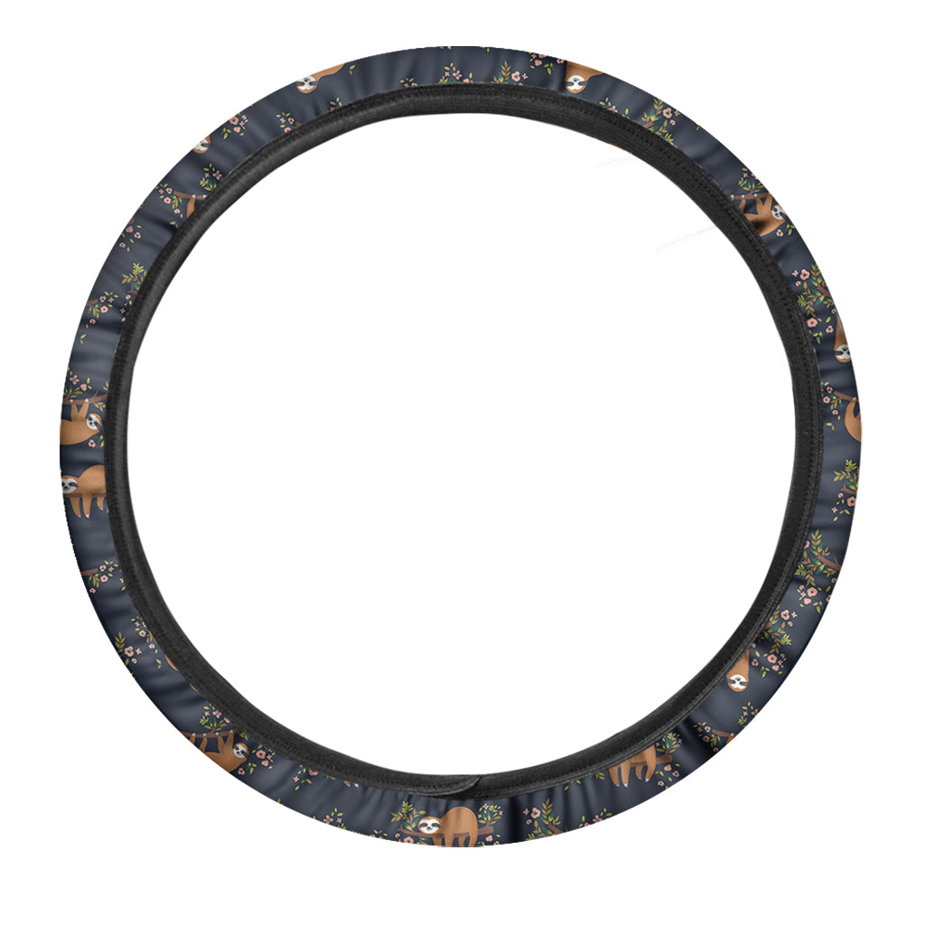 Cute Sloth Pattern Print Car Steering Wheel Cover