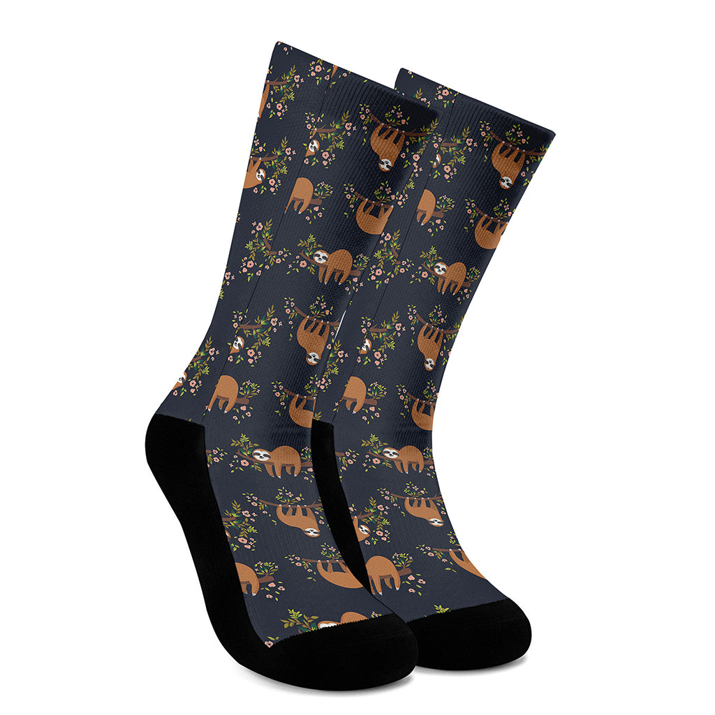 Cute Sloth Pattern Print Crew Socks