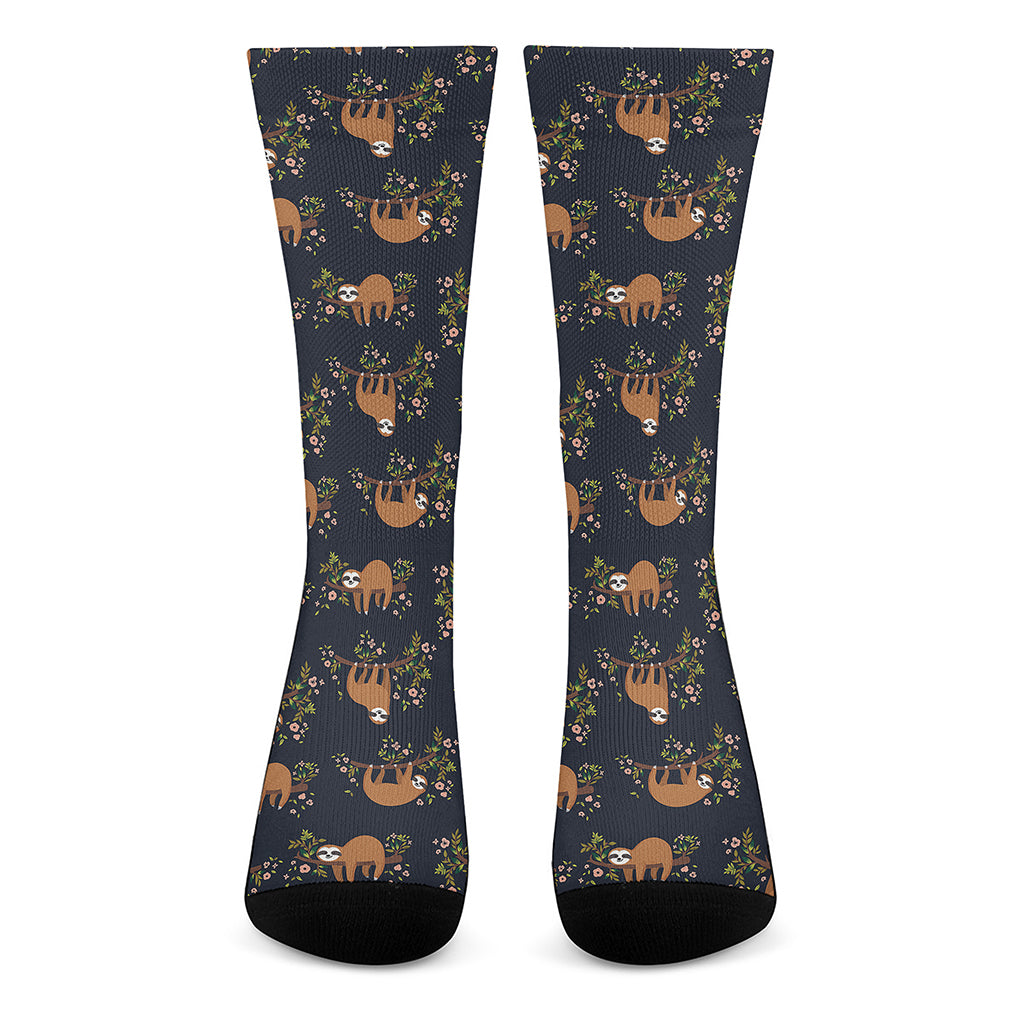 Cute Sloth Pattern Print Crew Socks