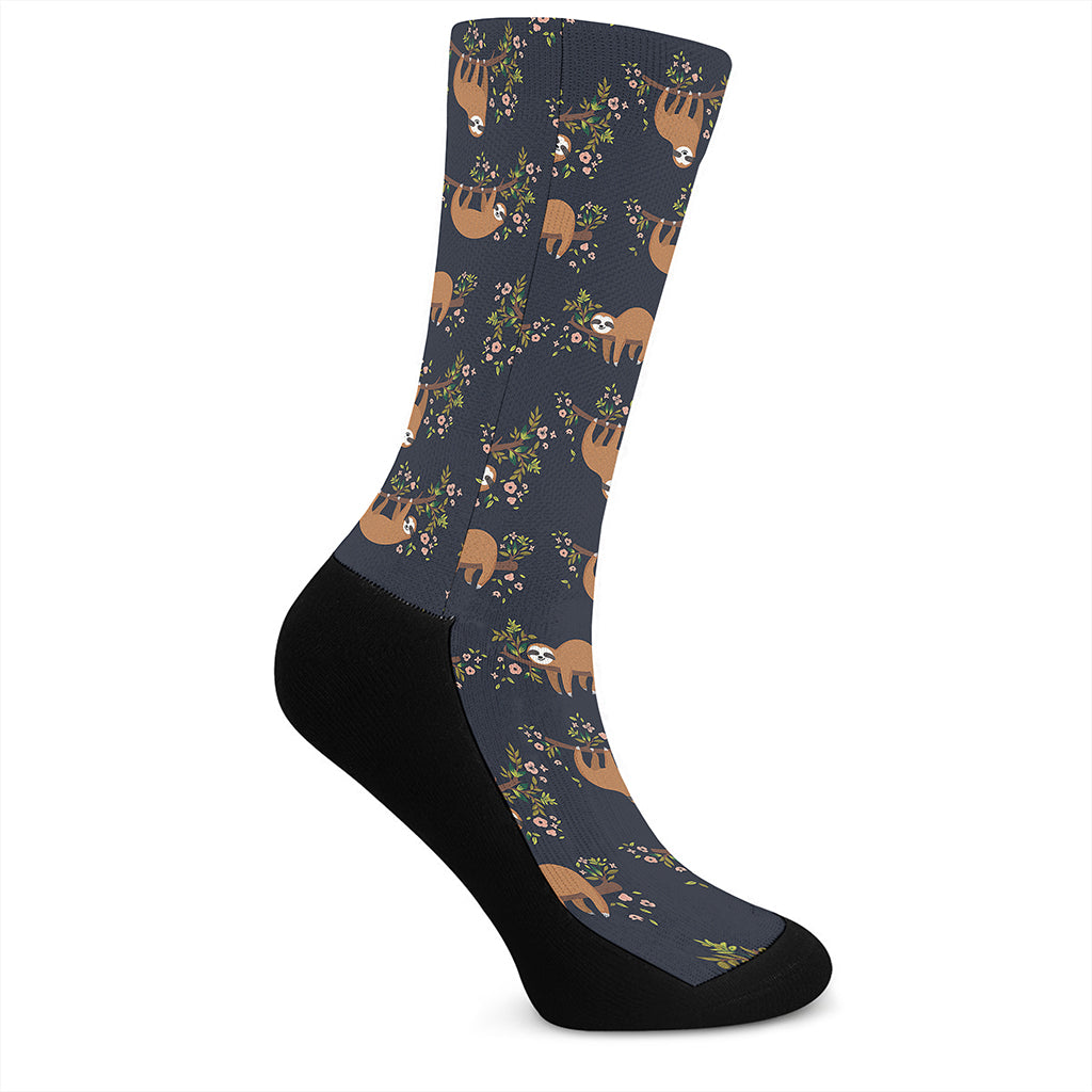 Cute Sloth Pattern Print Crew Socks