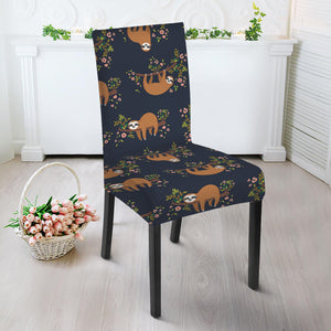 Cute Sloth Pattern Print Dining Chair Slipcover