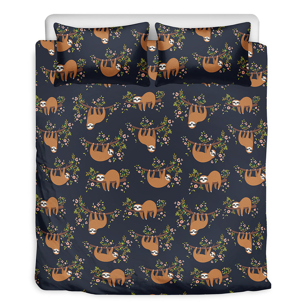 Cute Sloth Pattern Print Duvet Cover Bedding Set