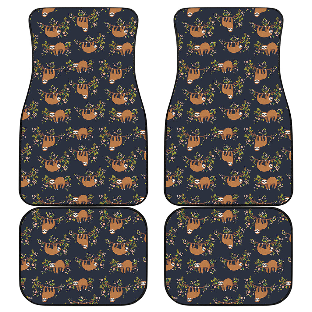Cute Sloth Pattern Print Front and Back Car Floor Mats