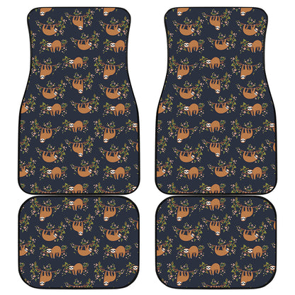 Cute Sloth Pattern Print Front and Back Car Floor Mats