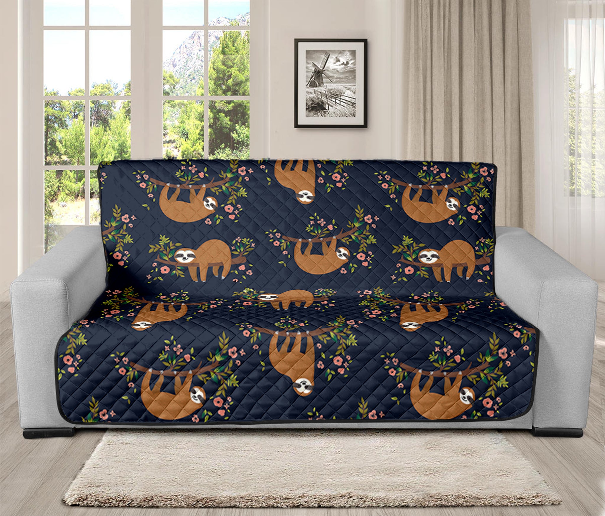 Cute Sloth Pattern Print Futon Protector