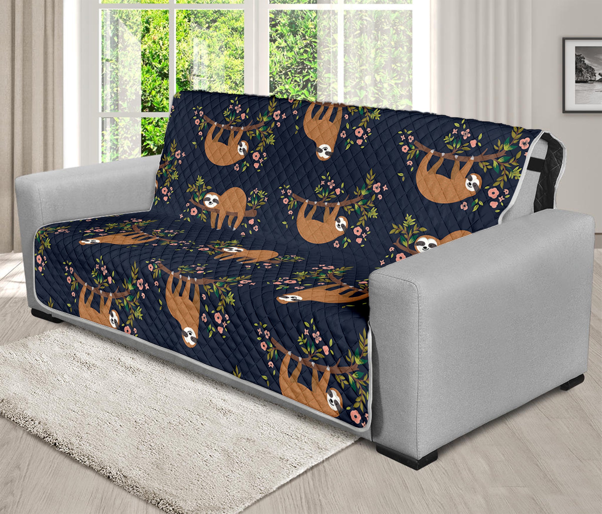 Cute Sloth Pattern Print Futon Protector