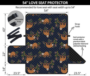 Cute Sloth Pattern Print Loveseat Protector