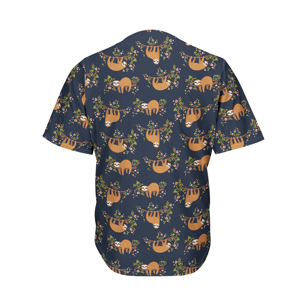 Cute Sloth Pattern Print Men's Baseball Jersey