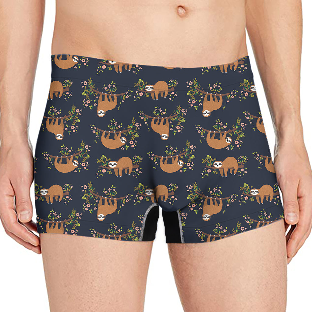 Cute Sloth Pattern Print Men's Boxer Briefs