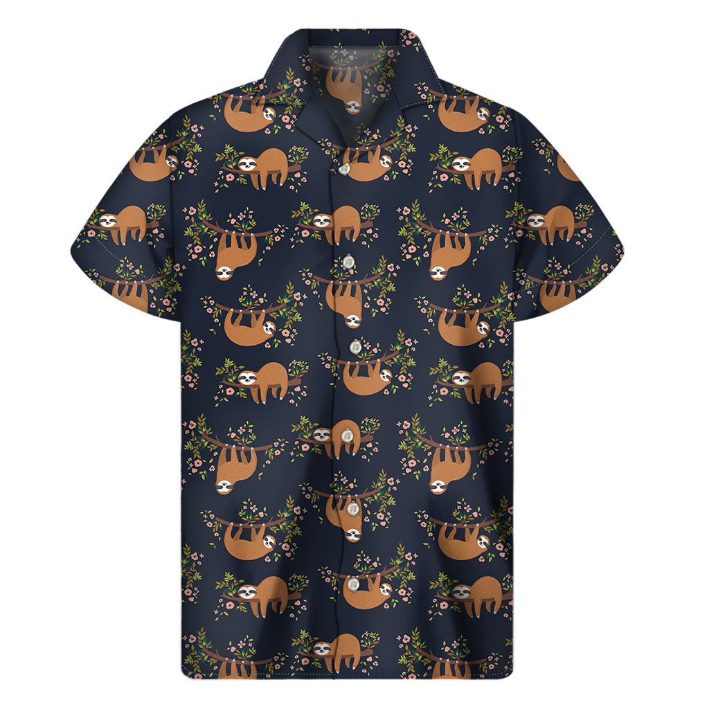 Cute Sloth Pattern Print Men's Short Sleeve Shirt