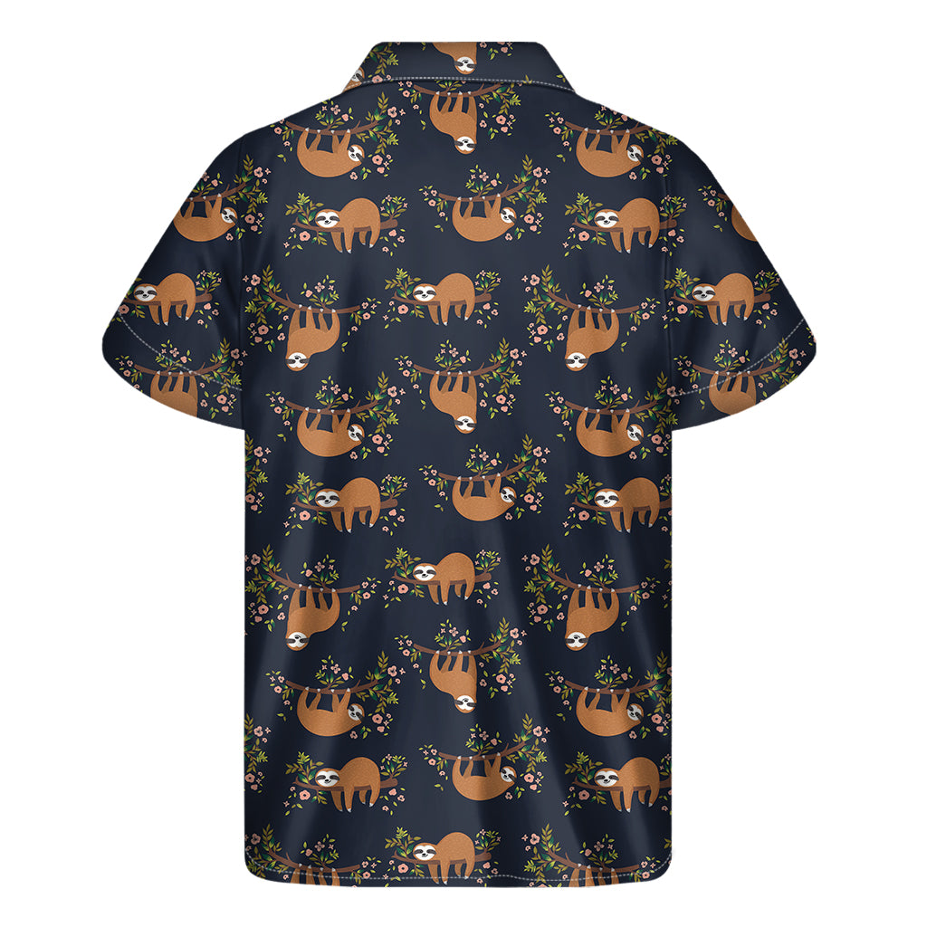 Cute Sloth Pattern Print Men's Short Sleeve Shirt