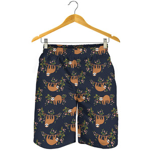 Cute Sloth Pattern Print Men's Shorts