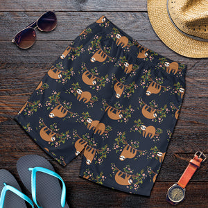 Cute Sloth Pattern Print Men's Shorts